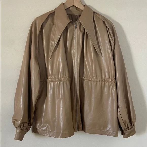 Deveaux New York Ari Camel Brown Vegan Faux Leather Jacket - Picture 7 of 14